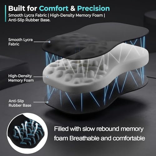 QDOAOF-Ergonomic Mouse Pad Wrist Support with Massage Design, Relieve Wrist Pain Mousepad, Wrist Rest Pain Relief Mousepad with Memory Foam&Non-Slip PU Base, Carpal Tunnel Syndrome (Black) - Image 2