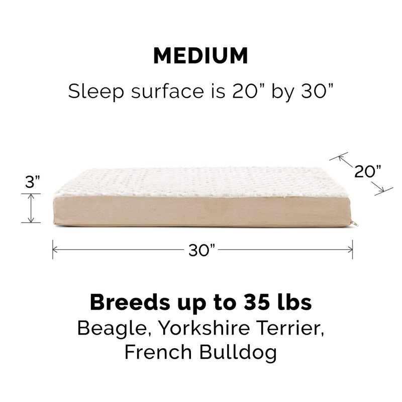 Furhaven Replacement Dog Bed Cover Ultra Plush Faux Fur & Suede Mattress, Machine Washable - Cream, Medium - Image 3