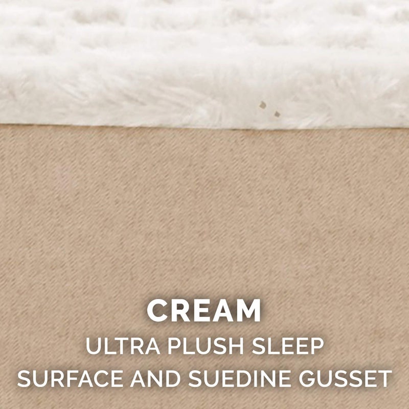 Furhaven Replacement Dog Bed Cover Ultra Plush Faux Fur & Suede Mattress, Machine Washable - Cream, Medium - Image 4