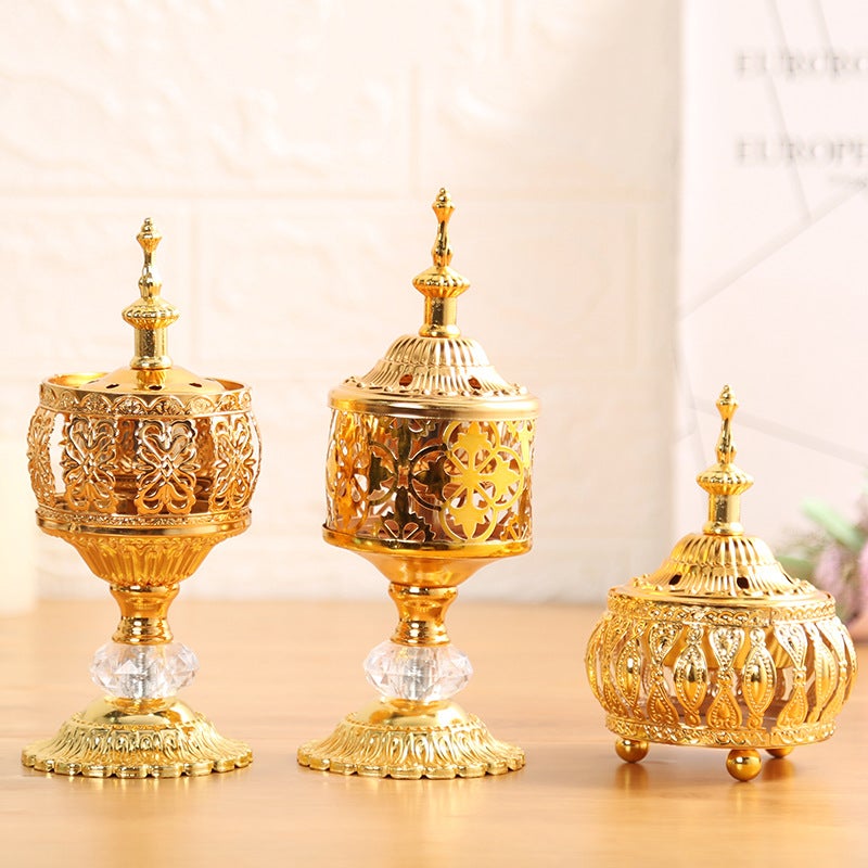 حرق البخور الذهبي الحرف المعدنية الزينة العلاج بالعطور حرق - Image 1