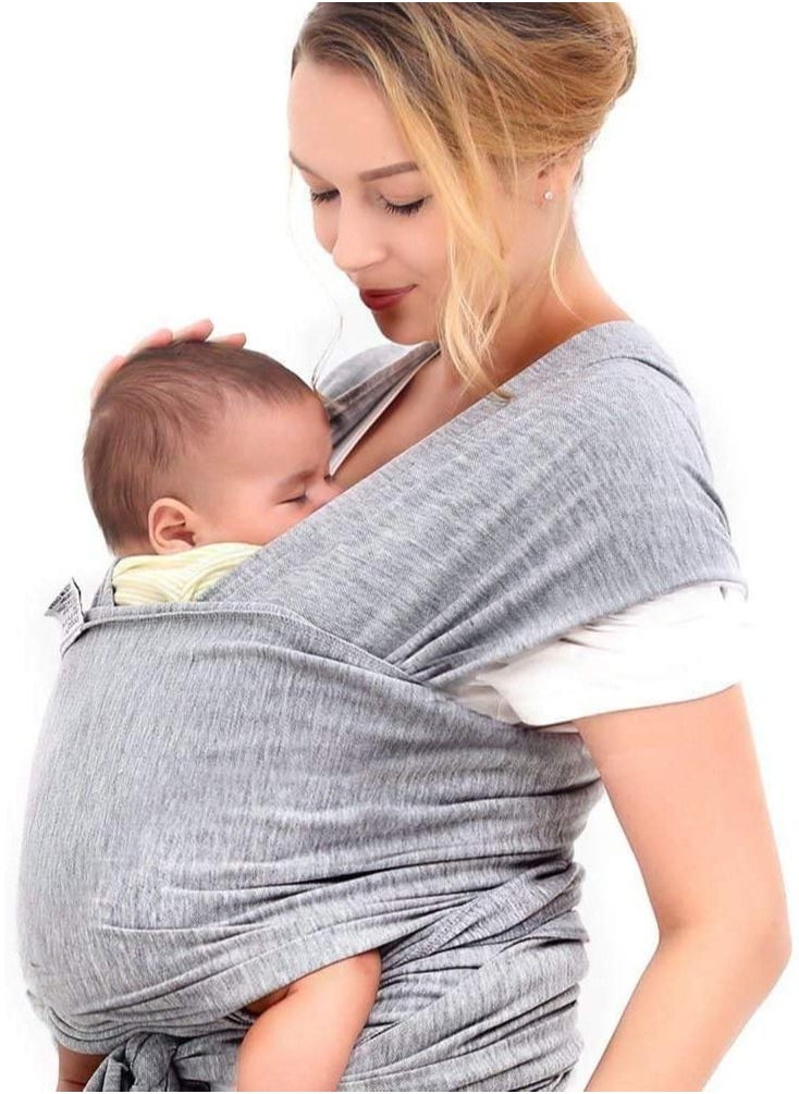 Baby Wrap Carrier Nursing Cover Blanket for Newborn and Infant Gray