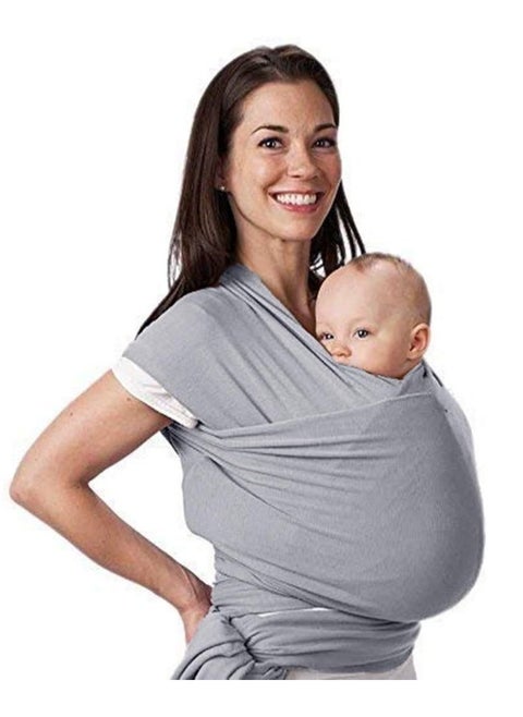 Baby Wrap Carrier Nursing Cover Blanket for Newborn and Infant Gray