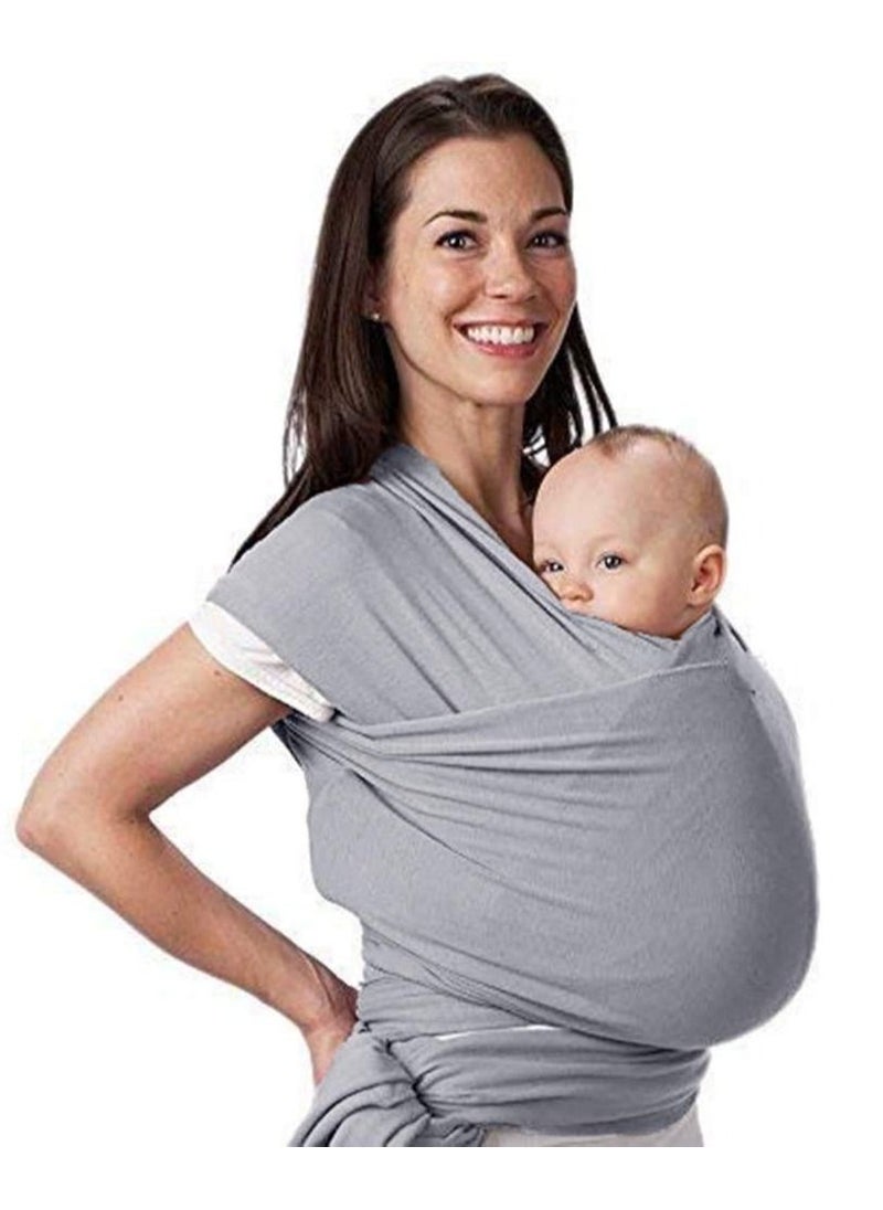 Baby Wrap Carrier Nursing Cover Blanket for Newborn and Infant Gray