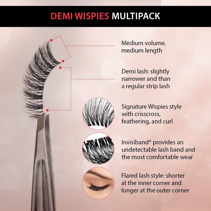 Ardell Demi Wispies False Eyelashes Multipack â€“ Natural Lashes Wispy with Invisiband for Lightweight Comfort, 6 Pairs, 2 Pack - Image 3