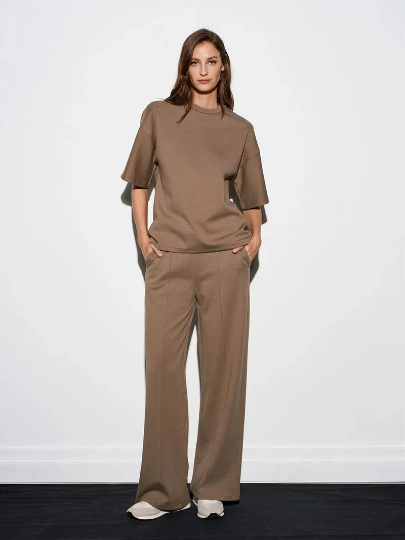 ديلفين Dilvin Wide-leg Knit Trousers