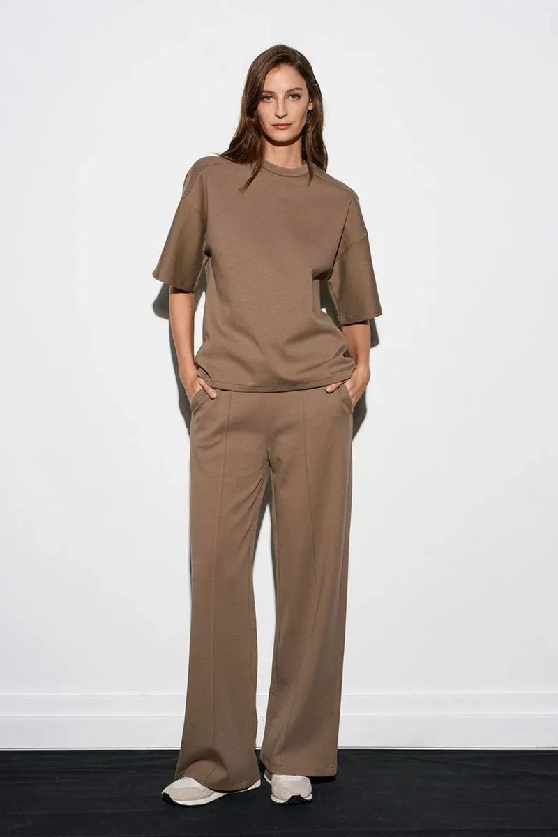 DILVIN Wide-leg Knit Trousers