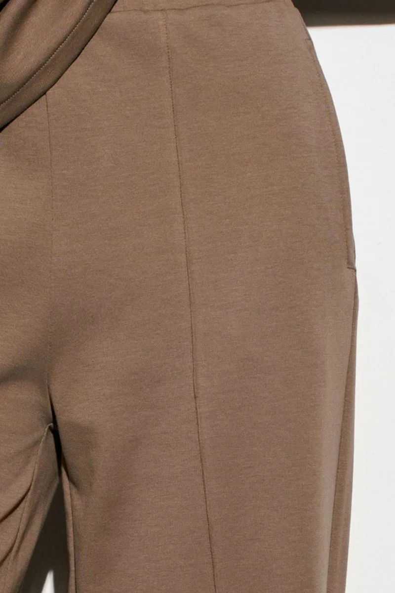 Dilvin Camel Brown DILVIN Wide-leg Knit Trousers for Women | Best Price UAE
