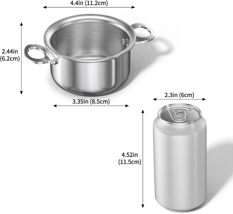 MACEVIA Mini Sauce Pan with Lid,Stainless Steel Butter Warmer Small Pot, For All Stoves Multipurpose Use for Home Kitchen or Restaurant (13.5oz/400ml) - Silver - Image 2