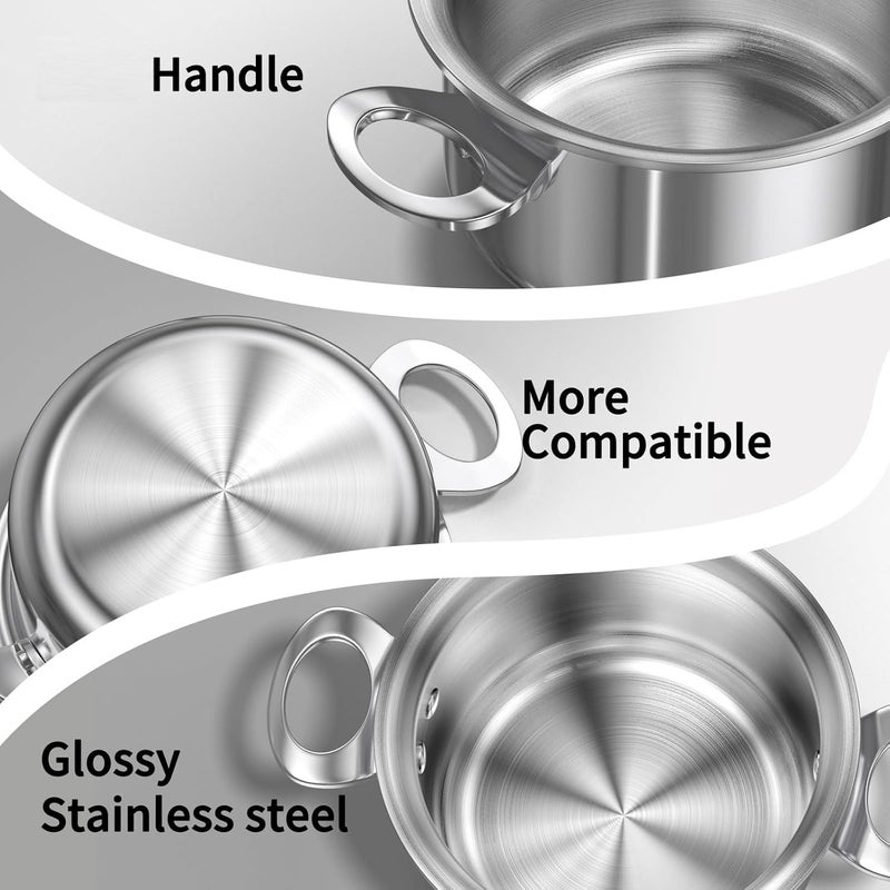 MACEVIA Mini Sauce Pan with Lid,Stainless Steel Butter Warmer Small Pot, For All Stoves Multipurpose Use for Home Kitchen or Restaurant (13.5oz/400ml) - Silver - Image 4