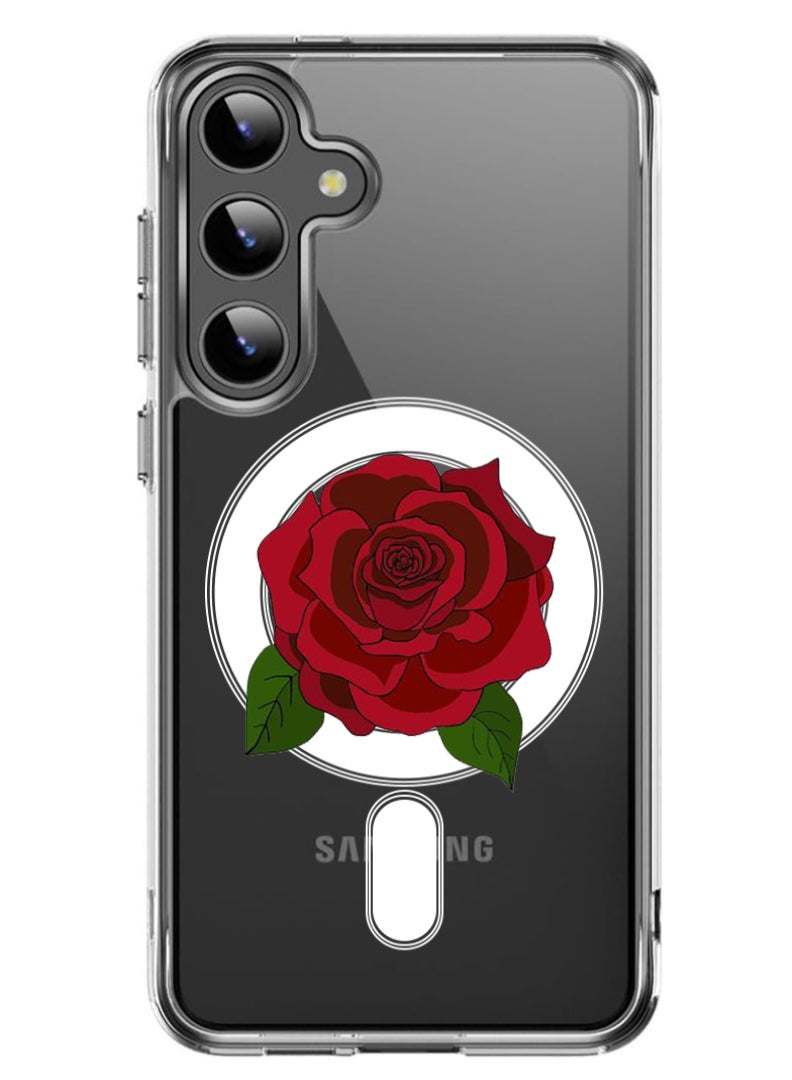 Theodor Magnetic Case for Samsung Galaxy S24 6.2-inch Compatible with MagSafe Wireless Charging, Shockproof Phone Bumper Cover Rose 1 - Image 1