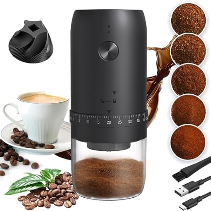 NIUB Portable Electric Burr Coffee Grinder With 40 Adjustable Settings And 35G CapacityRechargeable Coffee Bean Grinder With Conical Ceramic Burr For Travel Camping Office Espresso Etc Black - Image 1
