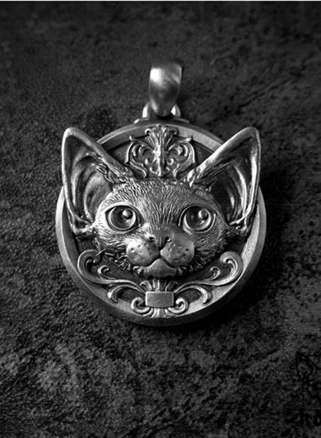 نيوترل القط - قلادة مجوهرات زوجين قلادة مجوهرات شخصية متعددة الاستخدامات موديلات المد والجزر الهيب هوب الشارع الرجعية أوروبا والولايات المتحدة المد والجزر الرجال والنساء سلسلة مفاتيح السيارة إكسسوارات اللياقة البدنية قلادة زوجين شخصية (رمادي فضي عتيق) - Image 2