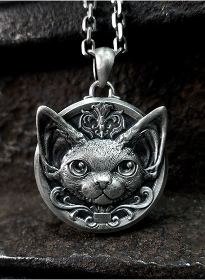 نيوترل القط - قلادة مجوهرات زوجين قلادة مجوهرات شخصية متعددة الاستخدامات موديلات المد والجزر الهيب هوب الشارع الرجعية أوروبا والولايات المتحدة المد والجزر الرجال والنساء سلسلة مفاتيح السيارة إكسسوارات اللياقة البدنية قلادة زوجين شخصية (رمادي فضي عتيق) - Image 1