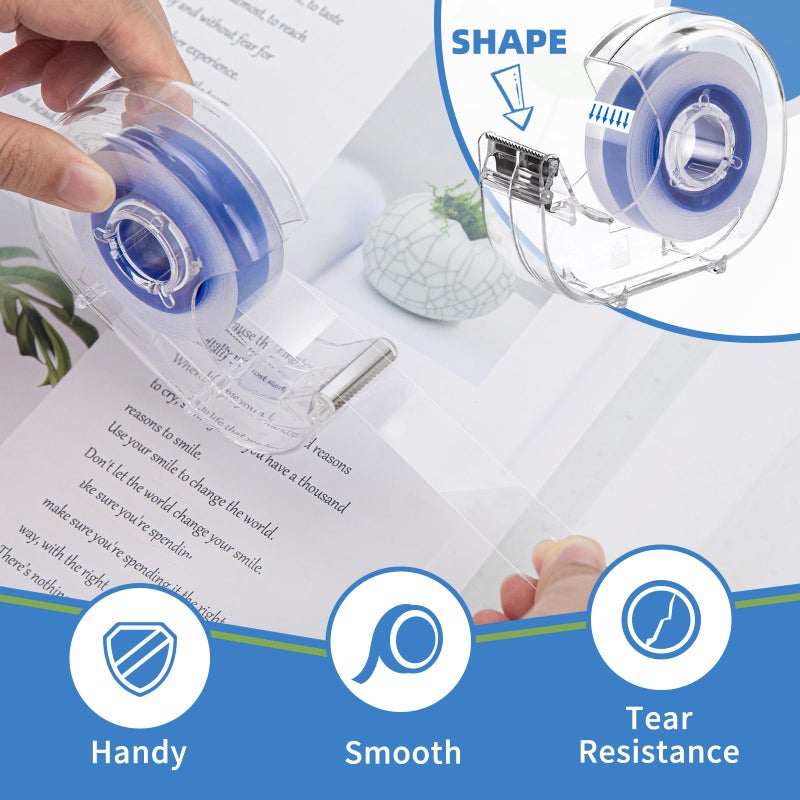 JEFURE 8 Pcs Transparent Tape with Dispenser, 0.7 x 1000 in Blue Core Clear Tape Rolls Bulk, Office Tape Refills for Desk, Craft, and Gift Wrapping - Image 4
