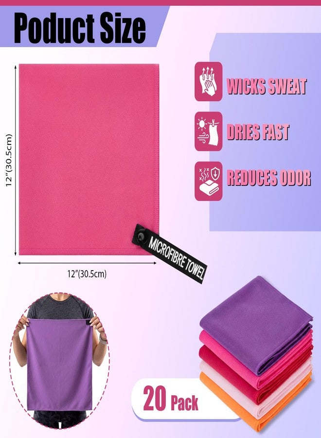PullCrease 20 Pcs Microfiber Sweat Towels Gym Handkerchiefs Bulk - 12 x 12 Inch Sweat Rag Quick Dry Pocket Size Sports Soft Cloth for Men Women Face Hands Workout Yoga Running Fitness(Vibrant) - Image 2