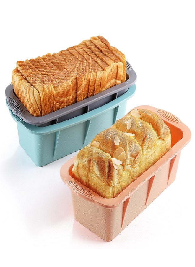 MONGSEW 3PCS Silicone Bread Loaf Pan, Non-Stick Bread Pans for Baking, Easy Release Loaf Pan, Great for Homemade Bread, Cakes, Brownies, Dishwasher Safe (3 Colors, Nesting Design) - Image 1
