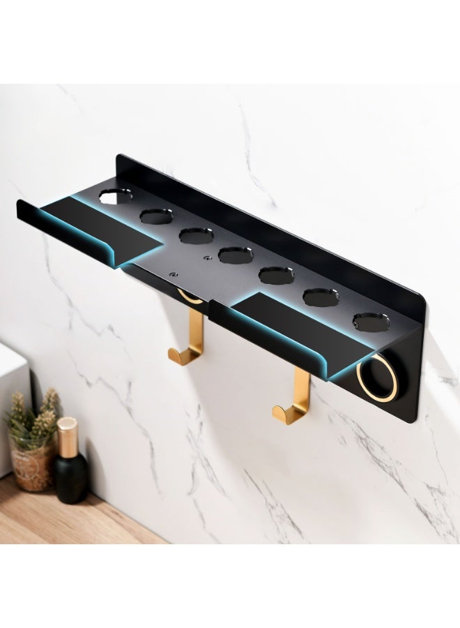 Hairdryer and Curling Iron Holder Wall-Mounted Storage Rack Compatible with Dyson Supersonic Hairdryer Bathroom/Bedroom/Washroom Storage Solution (Black) - Image 3