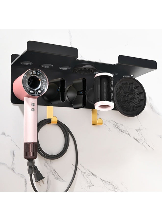 حامل مجفف الشعر ومكواة الشعر حامل تخزين مثبت على الحائط متوافق مع مجفف الشعر Dyson Supersonic حل تخزين للحمام/غرفة النوم/غرفة الغسيل (أسود) - Image 3