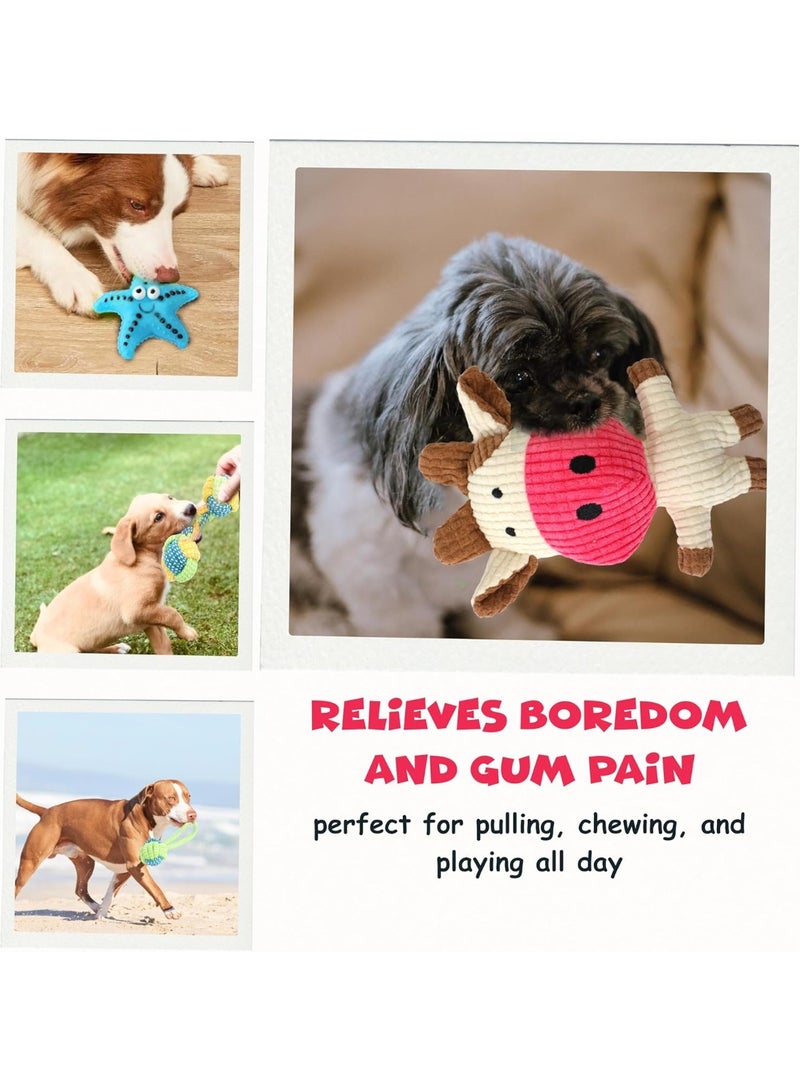 FUNFY 7-Piece Puppy Chew Toy Set, Dog Teething Toys with Rope Toys, Treaded Balls, Starfish Toy, Burger Toy, Squeaky Toys for Small and Medium Dogs - Image 2