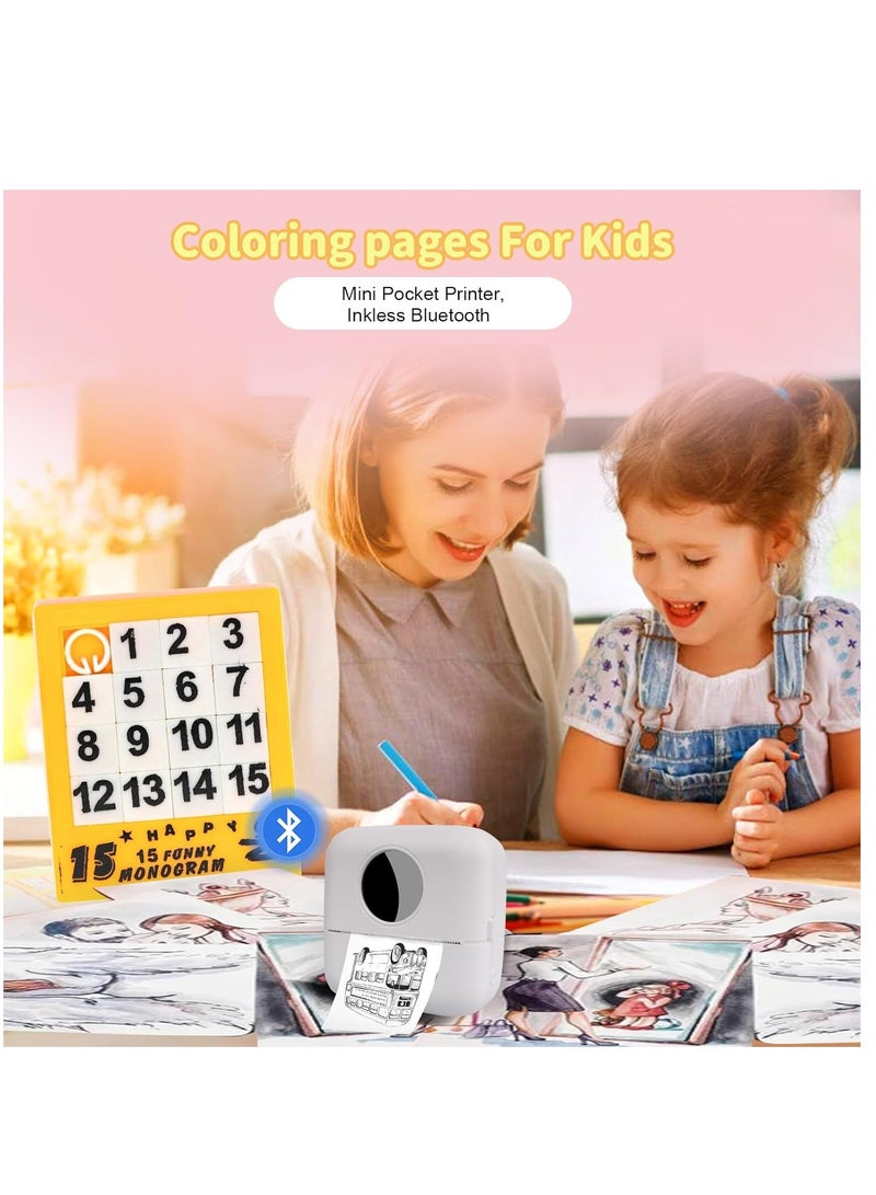 Kidle Thermal Mini Printer,Bluetooth Printer for Phone, Wireless Label Printer with Tape，Compatible with iOS&Android Printer X5 powder+5 stickers+5 regular paper+3 colored paper+6 colored pens+1 sticker - Image 2