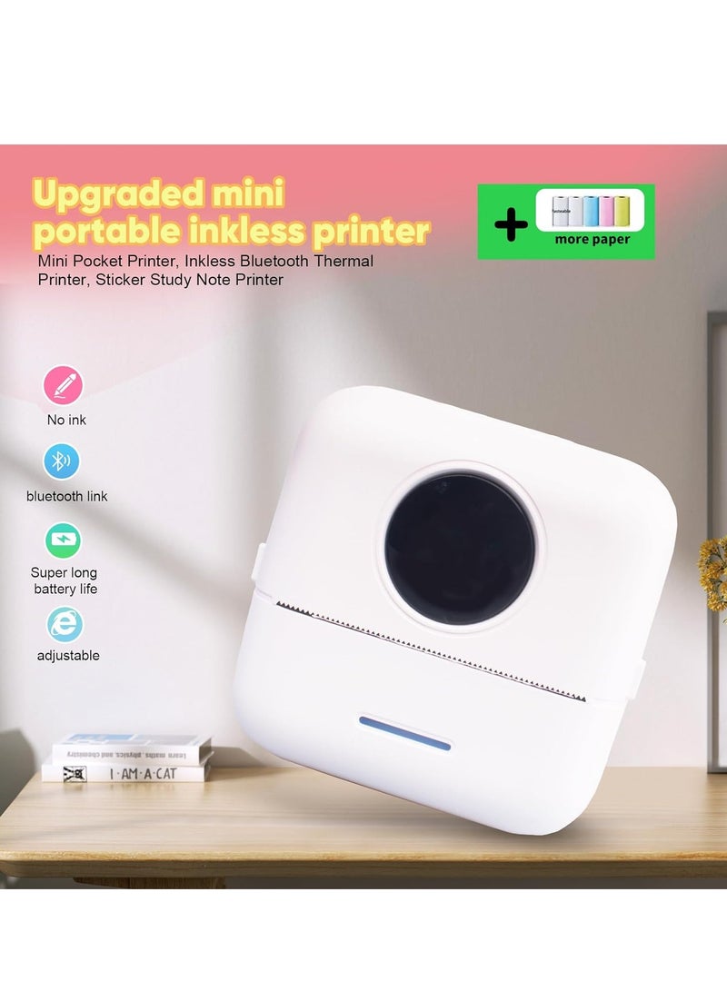 Kidle Thermal Mini Printer,Bluetooth Printer for Phone, Wireless Label Printer with Tape，Compatible with iOS&Android Printer X5 powder+5 stickers+5 regular paper+3 colored paper+6 colored pens+1 sticker - Image 4