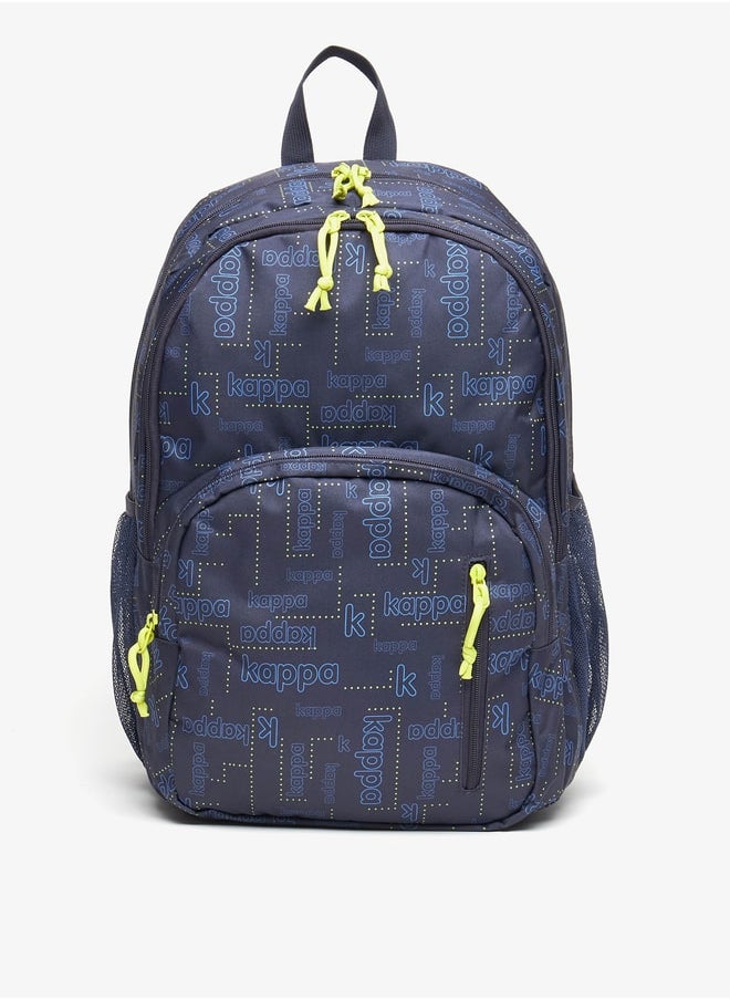 Kappa - Logo Print Backpack with Adjustable Strap - 46x32x19 cm - Image 1