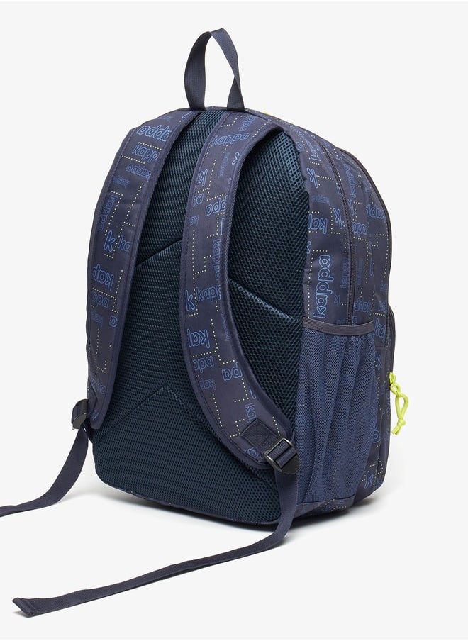 Kappa - Logo Print Backpack with Adjustable Strap - 46x32x19 cm - Image 1
