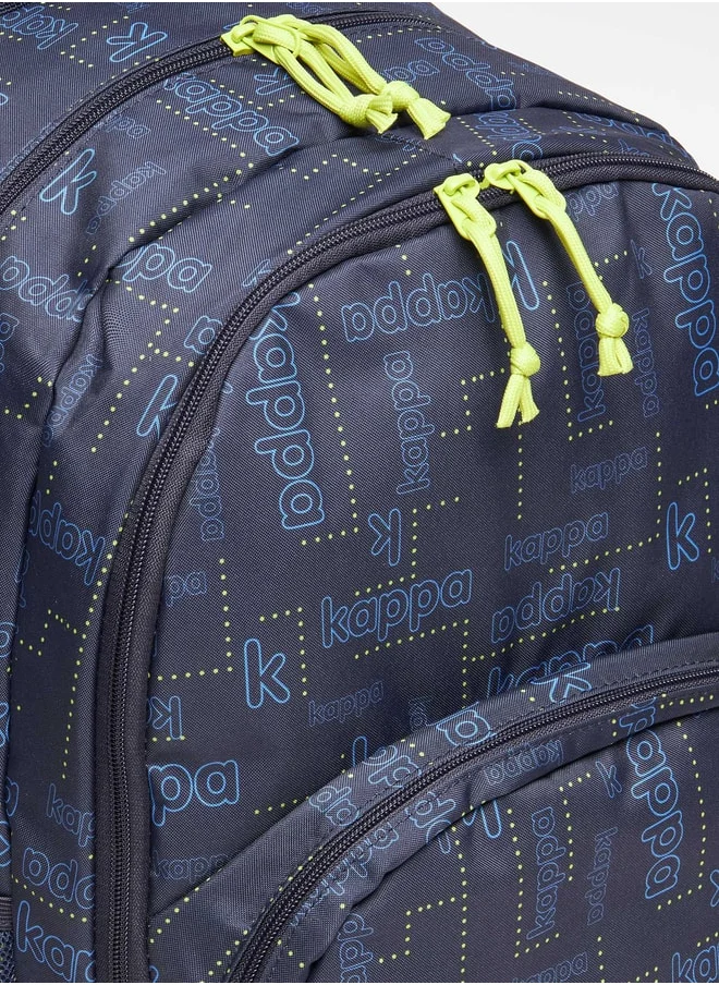 Kappa Logo Print Backpack with Adjustable Strap - 46x32x19 cm