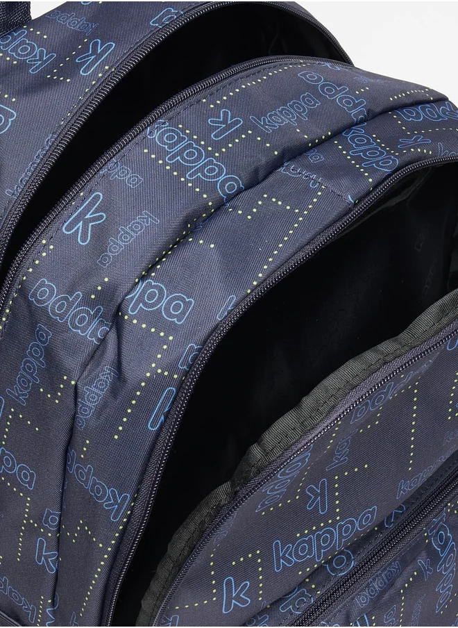 Kappa Logo Print Backpack with Adjustable Strap - 46x32x19 cm