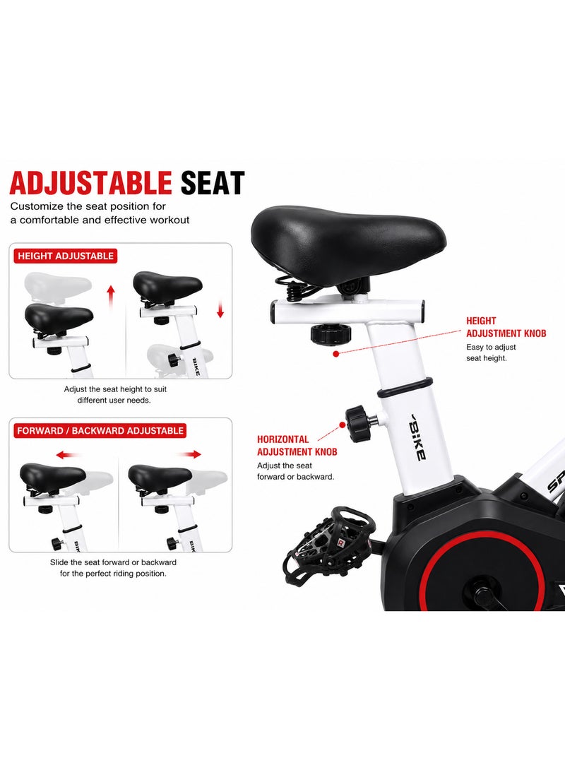 Volcan Fitness VOLCAN Spinning Bike VFSP:8 | Indoor Cycling Exercise Bike for Home Gym | 4KG Flywheel, Display & Mobile Holder, White - Image 3