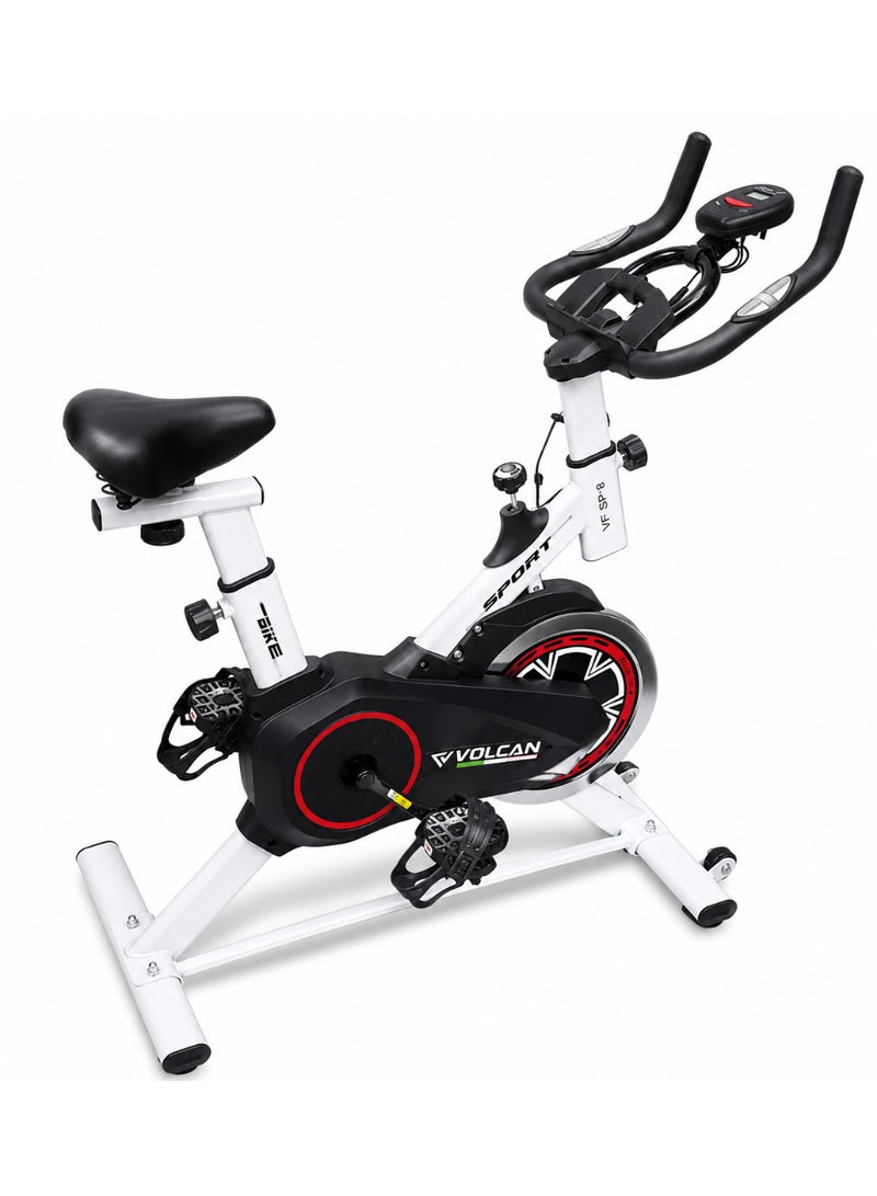Volcan Fitness VOLCAN Spinning Bike VFSP:8 | Indoor Cycling Exercise Bike for Home Gym | 4KG Flywheel, Display & Mobile Holder, White - Image 1