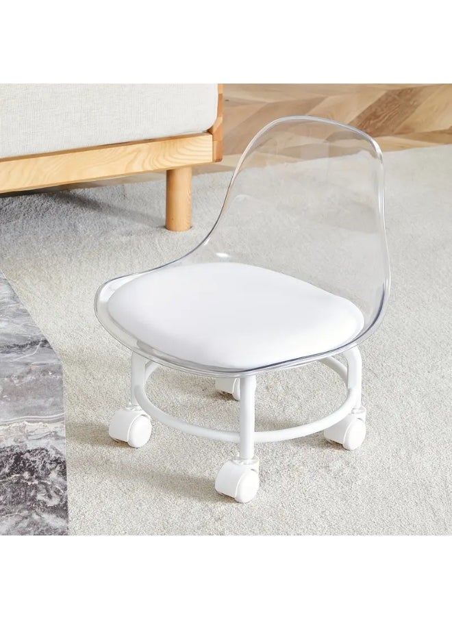 HOME TASTE Multipurpose Low Rolling Stool with Wheels – Soft Cushion & Transparent Acrylic Backrest | 360° Swivel Chair for Home, Office, Salon, Gardening, Kids & Baby Feeding | Indoor/Outdoor Use  - Image 5