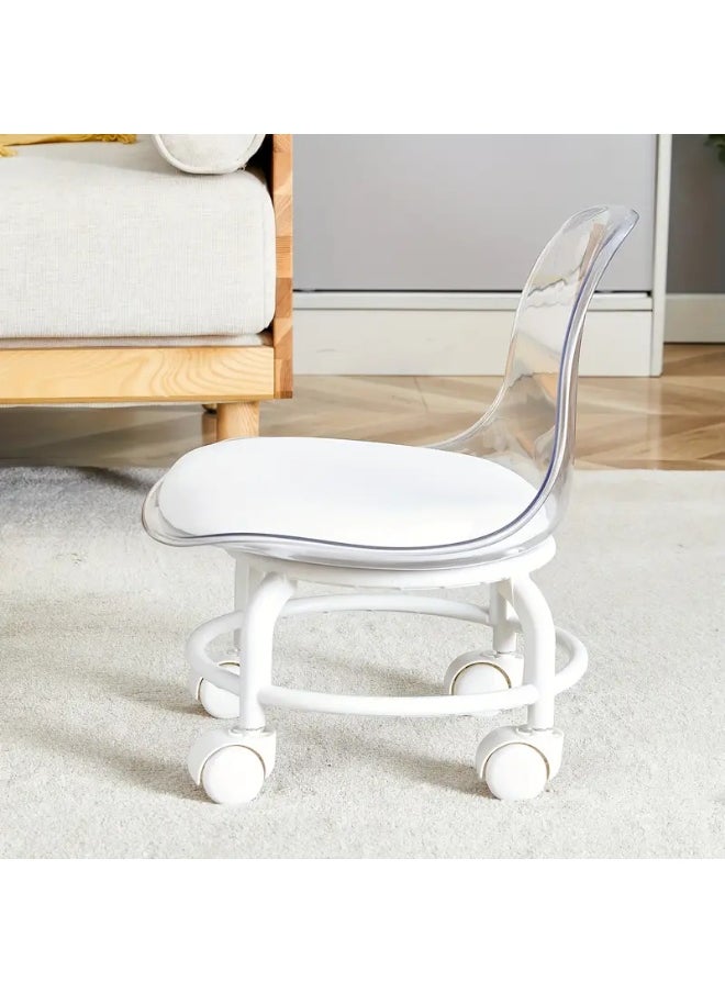 HOME TASTE Multipurpose Low Rolling Stool with Wheels – Soft Cushion & Transparent Acrylic Backrest | 360° Swivel Chair for Home, Office, Salon, Gardening, Kids & Baby Feeding | Indoor/Outdoor Use  - Image 2