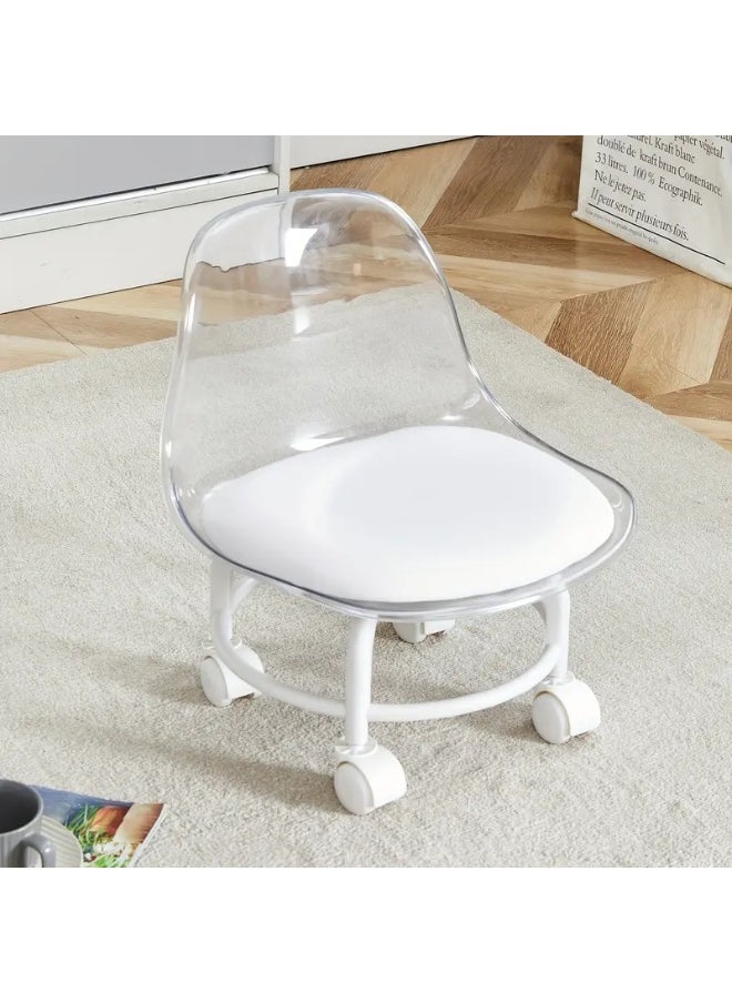 HOME TASTE Multipurpose Low Rolling Stool with Wheels – Soft Cushion & Transparent Acrylic Backrest | 360° Swivel Chair for Home, Office, Salon, Gardening, Kids & Baby Feeding | Indoor/Outdoor Use  - Image 4