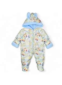 Baby jumpsuit with fur inside and hood