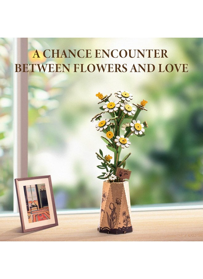 Robotime 3D Puzzles Wooden Artifical Flower Chamomile Diy Model Building Kit To Build For Adults Bouquet Botanical Collection Craft Brain Teaser Puzzle Creative Gift Home Decor  - Image 2