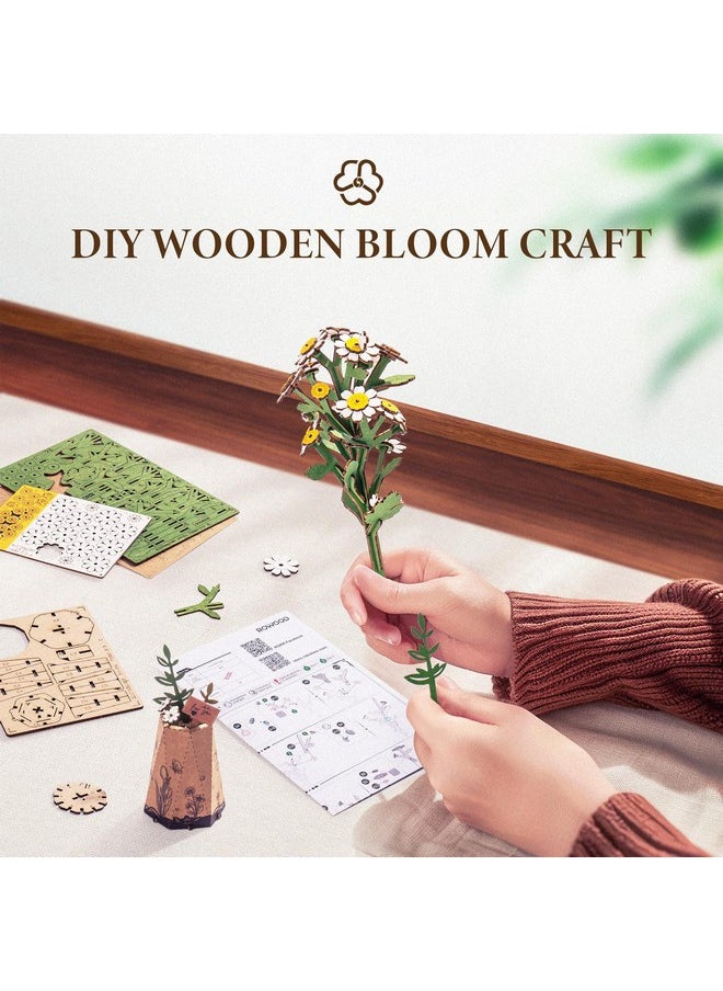 Robotime 3D Puzzles Wooden Artifical Flower Chamomile Diy Model Building Kit To Build For Adults Bouquet Botanical Collection Craft Brain Teaser Puzzle Creative Gift Home Decor  - Image 3