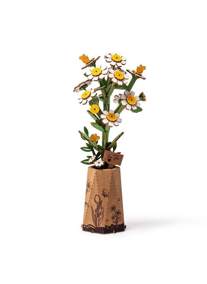 Robotime 3D Puzzles Wooden Artifical Flower Chamomile Diy Model Building Kit To Build For Adults Bouquet Botanical Collection Craft Brain Teaser Puzzle Creative Gift Home Decor  - Image 1