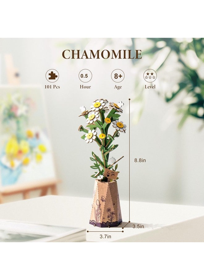 Robotime 3D Puzzles Wooden Artifical Flower Chamomile Diy Model Building Kit To Build For Adults Bouquet Botanical Collection Craft Brain Teaser Puzzle Creative Gift Home Decor  - Image 4