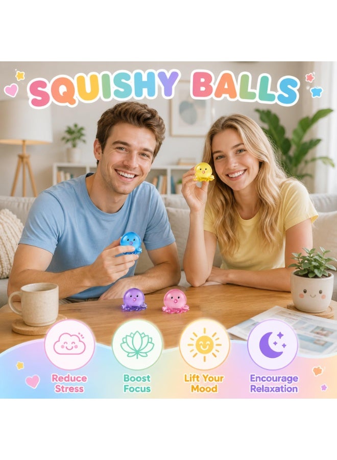 Pink Octopus Sensory Squishy Ball Toy, Calming Stress Relief for Kids & Adults - Image 3