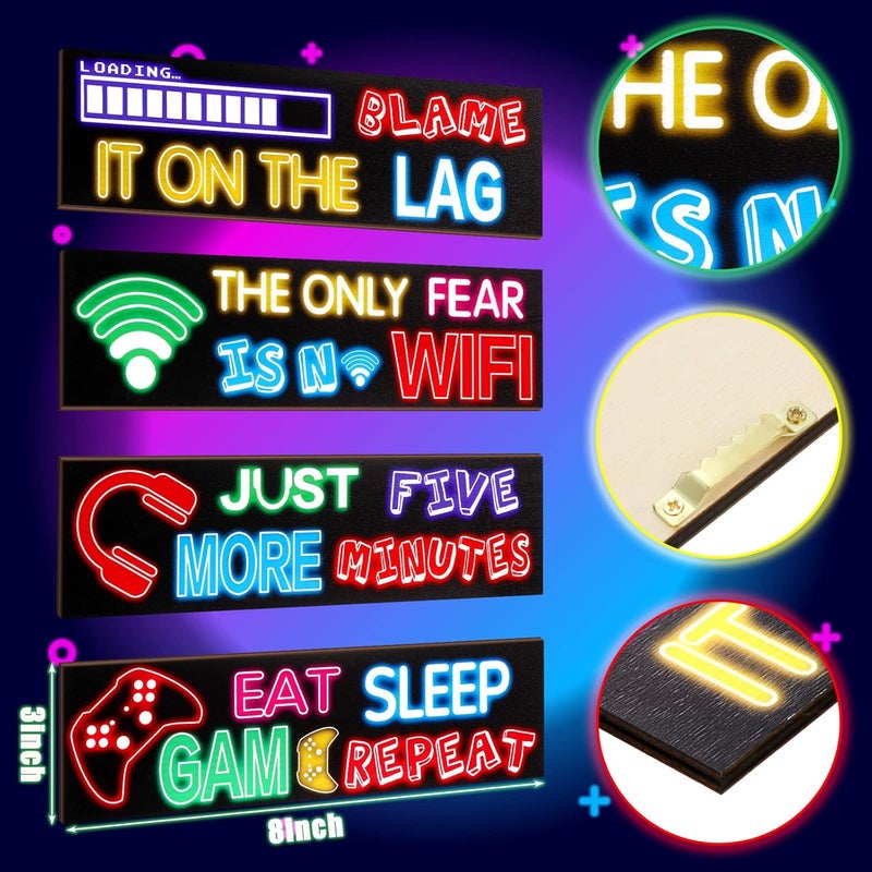 Queekay One piece build 4 Pcs Gaming Wall Decor for Room Gaming Decorations Signs Printed Video Game Wall Art Colorful Gaming Posters for Game Themed Room Wall, 8 x 3 Inch(Simple,Neon Color) Post-order arranged dispatch - Image 2
