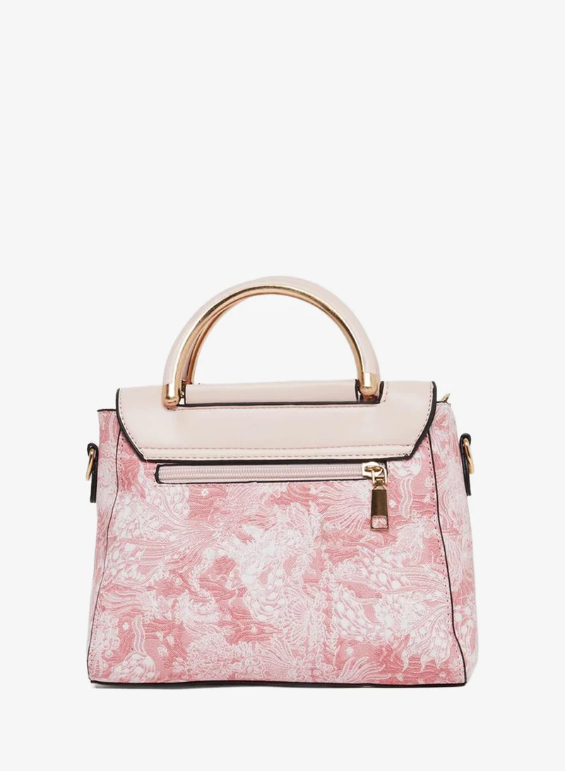 Take Two Take Two Floral Pattern Handbag with Flap Charm