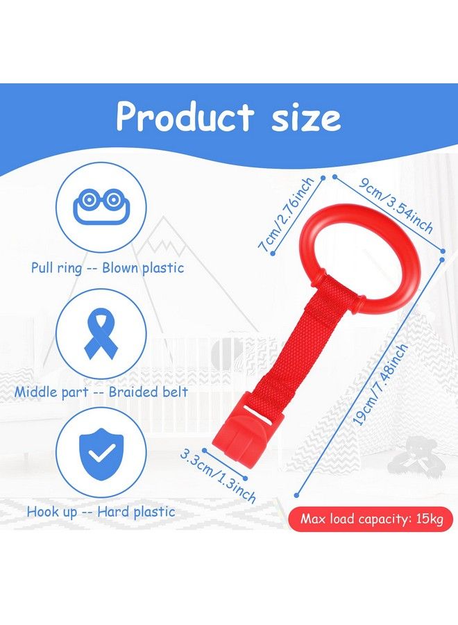 Sumind 8 قطع حلقة سحب سرير الأطفال حلقات مساعدة تمارين المشي للأطفال حلقة الوقوف على السرير حلقة معلقة حلقات سحب سرير للأطفال في ملعب اللعب حلقة سرير للأطفال الصغار (3.5 × 2.8 بوصة) - Image 3