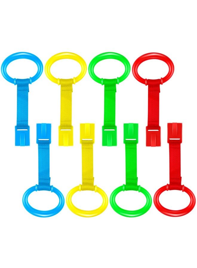 Sumind 8 قطع حلقة سحب سرير الأطفال حلقات مساعدة تمارين المشي للأطفال حلقة الوقوف على السرير حلقة معلقة حلقات سحب سرير للأطفال في ملعب اللعب حلقة سرير للأطفال الصغار (3.5 × 2.8 بوصة) - Image 2