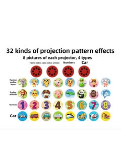Children's Projection Flashlight Toys Children's Flashlight Early Education Map Recognition Projector Projection Flashlight Luminous Toys-Color:4 Card 32 Figure