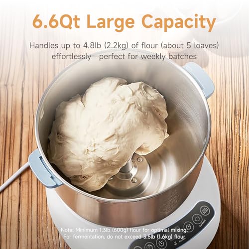 Joydeem Electric Dough Maker with Ferment Function, Microcomputer Timing, Face-up Touch Panel, 7.4Qt, 304 Stainless Steel, JD-HMJ7L - Image 5