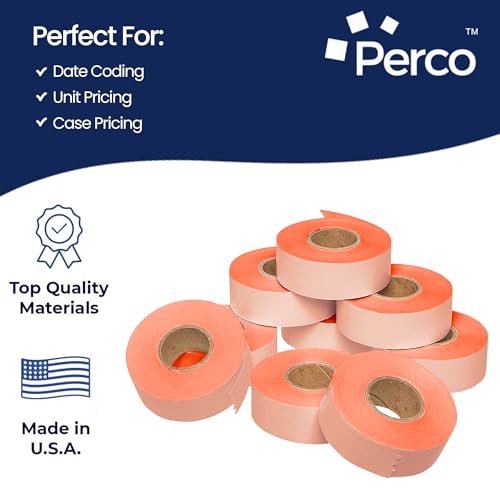 Perco Fluorescent Red Garvey 2216 Pricing Labels for Garvey 22-66/22-77/22-88 Two Line Pricing Gun - 9 Rolls, 1 Sleeve - 9,000 Pricemarking Labels and 1 Inker Included - Image 4