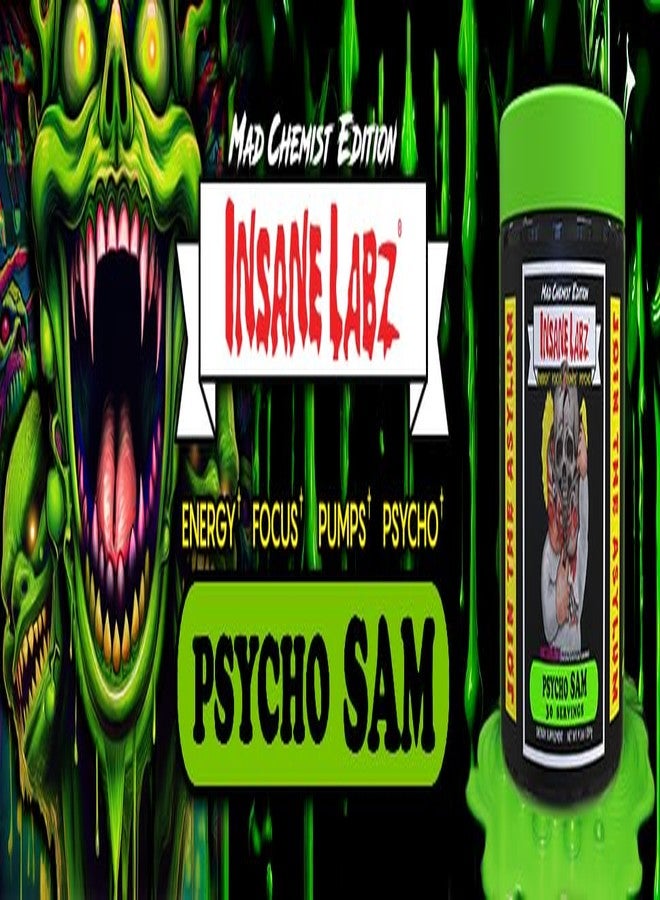 Insane Labz Psycho Sam, High Stimulant Pre Workout Powder, 30 Srvgs (30 Servings (Pack of 1), Fruit Punch - Image 4