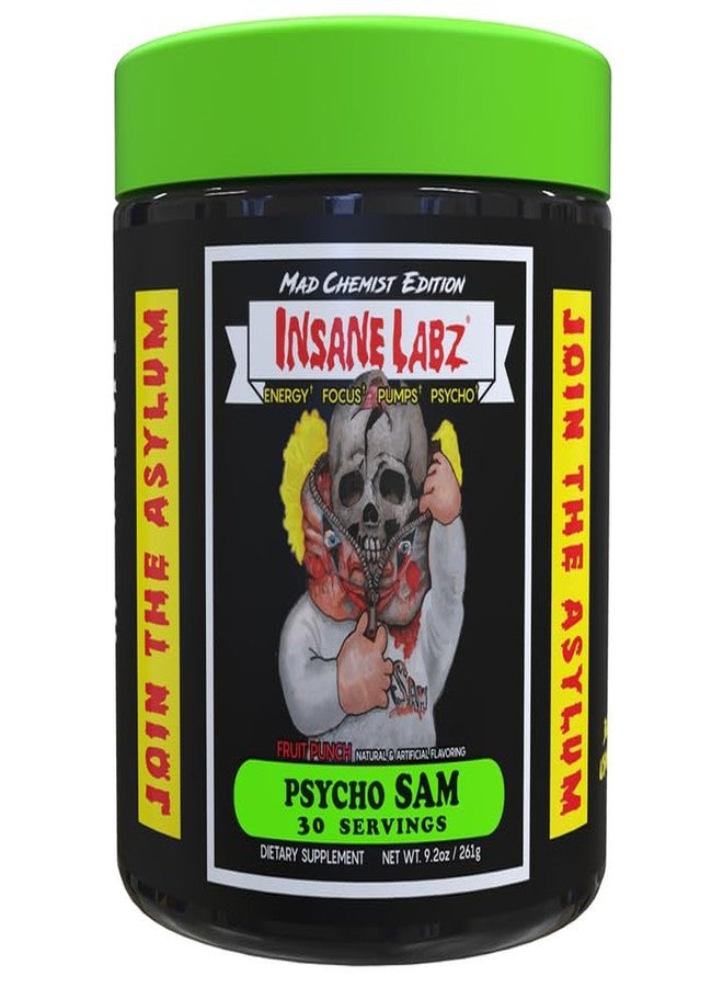 Insane Labz Psycho Sam, High Stimulant Pre Workout Powder, 30 Srvgs (30 Servings (Pack of 1), Fruit Punch - Image 1