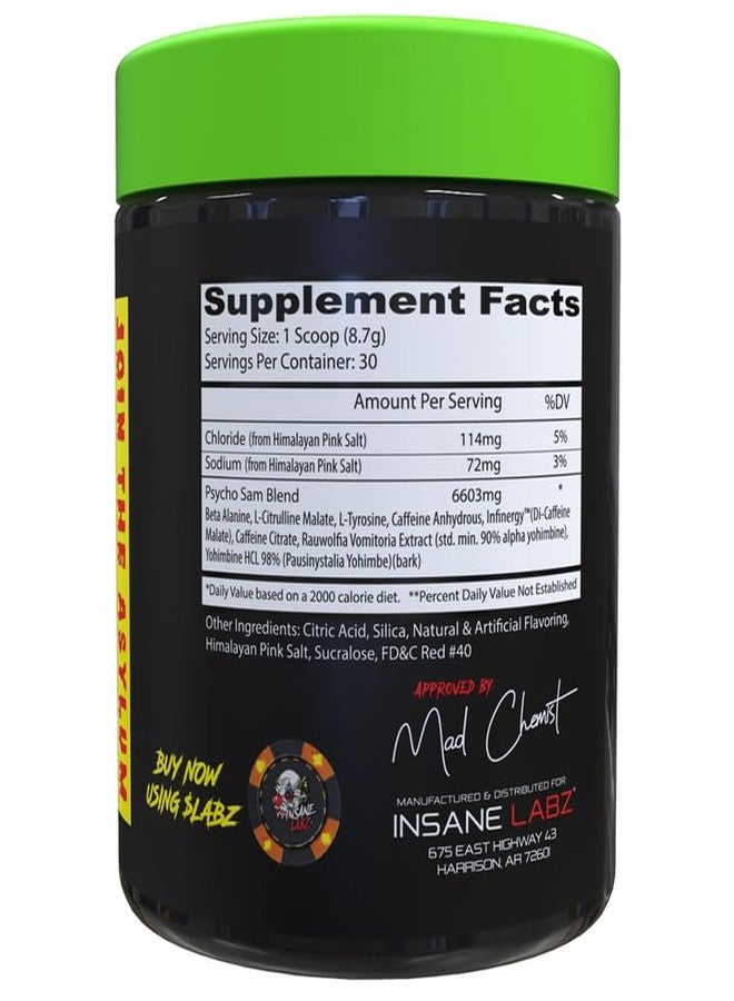 Insane Labz Psycho Sam, High Stimulant Pre Workout Powder, 30 Srvgs (30 Servings (Pack of 1), Fruit Punch - Image 2